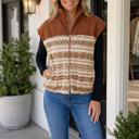 Brown Medium Cennedy Collar Patchwork Design Vest