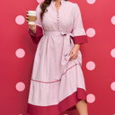 Charlee Hem Pinstriped Midi PLUS Dress