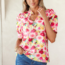 Pink Medium Charleigh Puff Short Sleeve Blouse