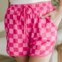  Checkered Drawstring Casual Shorts