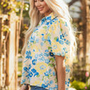  Claira Floral Puff Short Sleeve Blouse