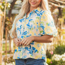  Claira Floral Puff Short Sleeve Blouse