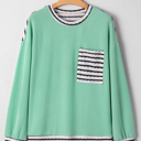  Claire Contrast Striped Patchwork Long Sleeve Top