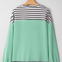  Claire Contrast Striped Patchwork Long Sleeve Top
