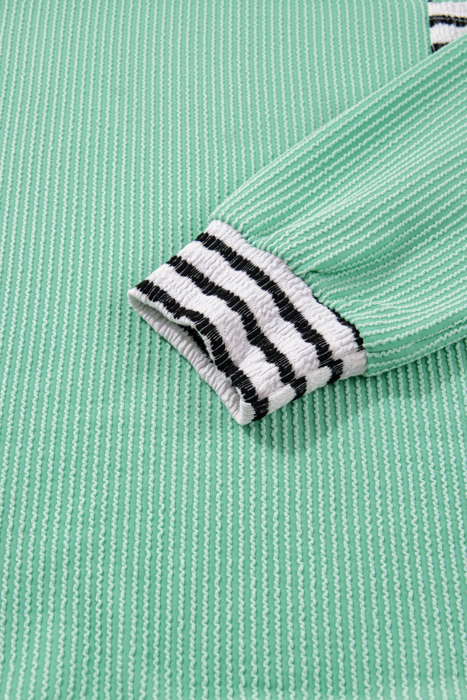 Claire Contrast Striped Patchwork Long Sleeve Top