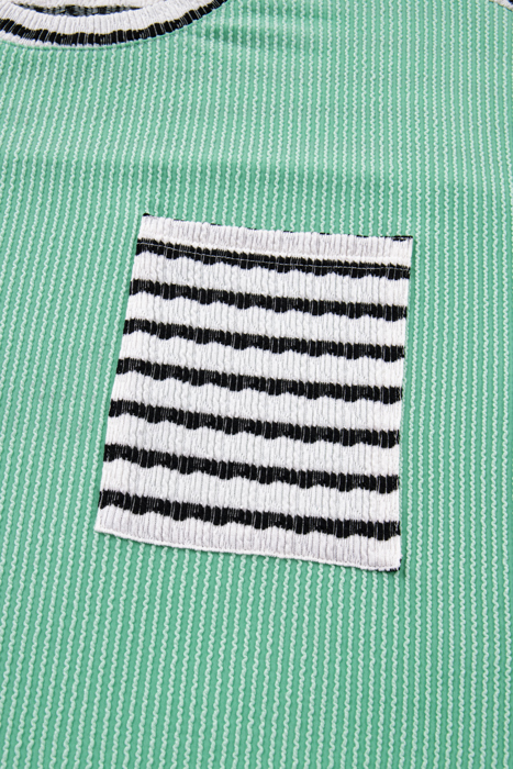 Claire Contrast Striped Patchwork Long Sleeve Top