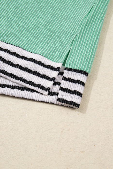 Claire Contrast Striped Patchwork Long Sleeve Top