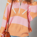 Orange Stripe Small Claire Half Zip Oversize Sweater