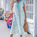  Clementine Flutter Sleeve Long Dress