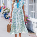  Clementine Flutter Sleeve Long Dress