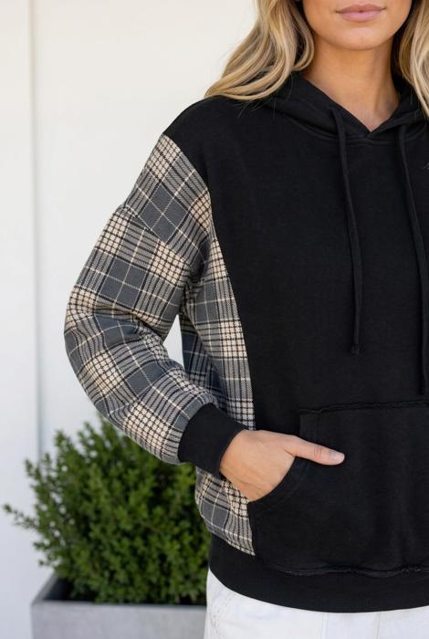 Cynthiah Sleeve Drawstring Hooded Sweatshirt