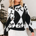  Daetta Rhombus Knit Loose Sweater