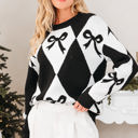 Black XL Daetta Rhombus Knit Loose Sweater
