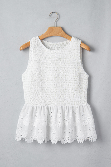 Danielle Smocked Lace Peplum Top