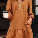  Danielle Zip Collar Textured Mini Dress