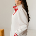  Danna Zipped Collar Pullover Top
