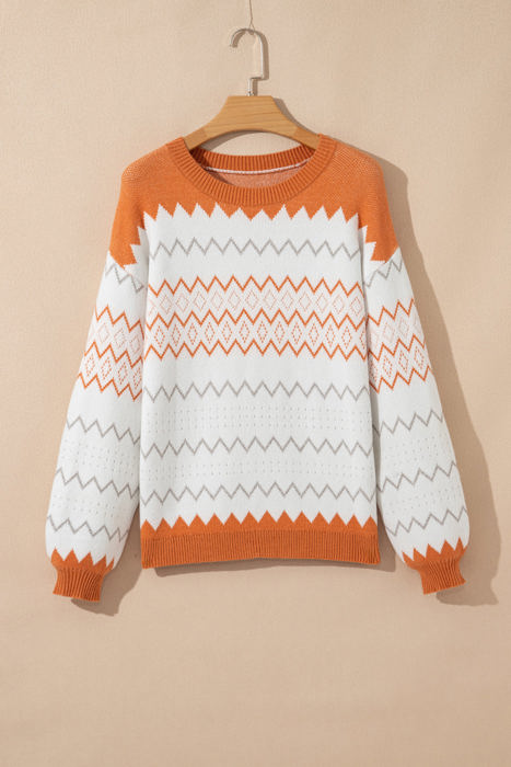 Daphne Zigzag Knitted Pullover Sweater