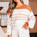 Khaki Small Daphne Zigzag Knitted Pullover Sweater