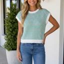 Green Stripe Medium Deanna Fit Knitted Sweater
