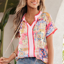  Deborah Print Short Sleeve Blouse