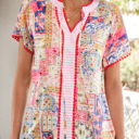  Deborah Print Short Sleeve Blouse
