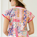  Deborah Print Short Sleeve Blouse