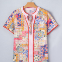  Deborah Print Short Sleeve Blouse