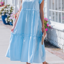  Deborah Sleeve Gingham Maxi Dress