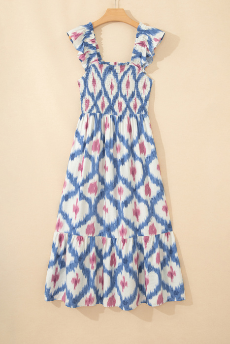 Deborah Waist Ruffle Sleeve Dress