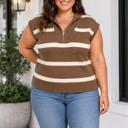 Brown Stripe 1X Debrah Drop Shoulder Tunic PLUS Sweater