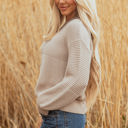  Delaney Texture Knitted Puff Sleeve Sweater