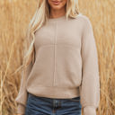 Parchment Medium Delaney Texture Knitted Puff Sleeve Sweater