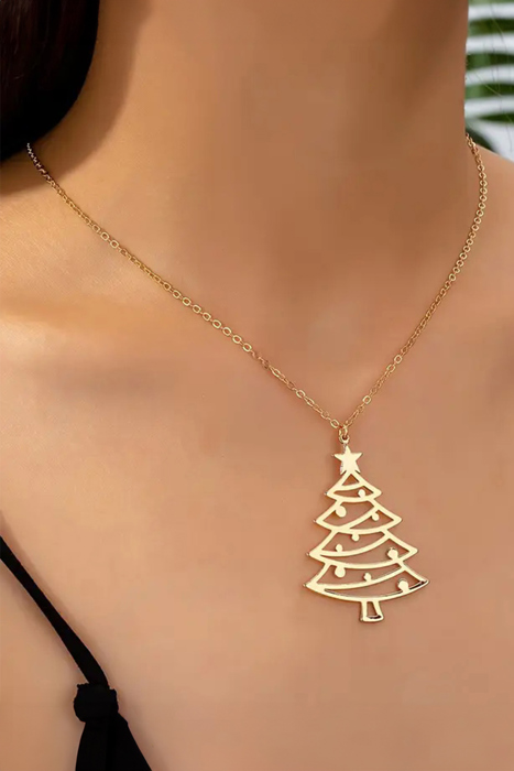Delilah Hollowed Christmas Tree Necklace