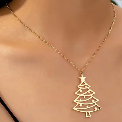 Delilah Hollowed Christmas Tree Necklace