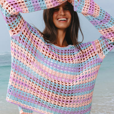 Della Open Knit Sweater Beach Cover Up