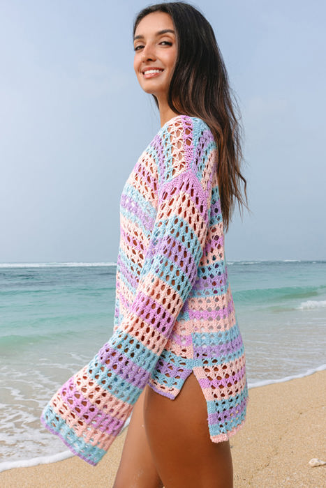 Della Open Knit Sweater Beach Cover Up