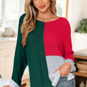  Demi Block Knit Loose Sweater