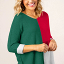  Demi Block Knit Loose Sweater