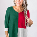  Demi Block Knit Loose Sweater