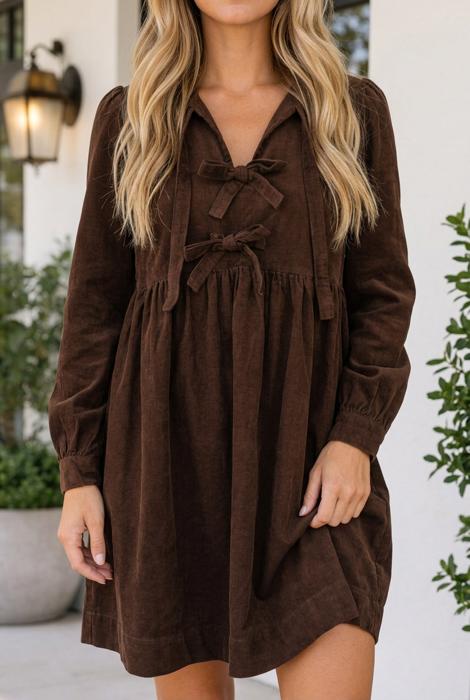 Destiny Sleeve Corduroy Mini Dress