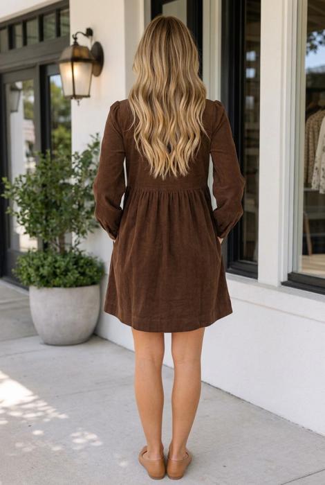 Destiny Sleeve Corduroy Mini Dress