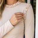  Devon Color Frill Detail Long Sleeve Top