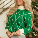  Diamond Pattern High Neck Sweater