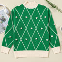  Diamond Pattern High Neck Sweater