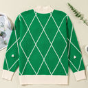  Diamond Pattern High Neck Sweater