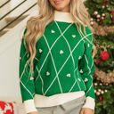 Dark Green Medium Diamond Pattern High Neck Sweater