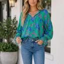 Green Medium Diane Half Sleeve Shift Blouse