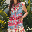 Rose Medium Dior Floral Mixed Pattern Buttoned Dress