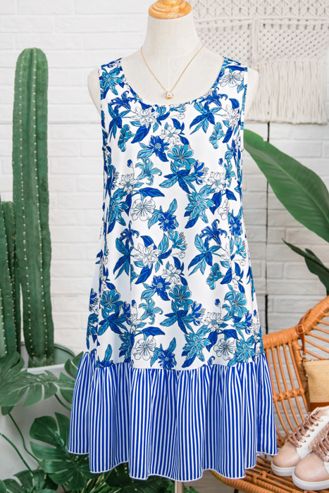 Dior Ruffle Hem Patchwork Dress