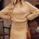 Tan Small Edith High Puff Sleeve Sweater